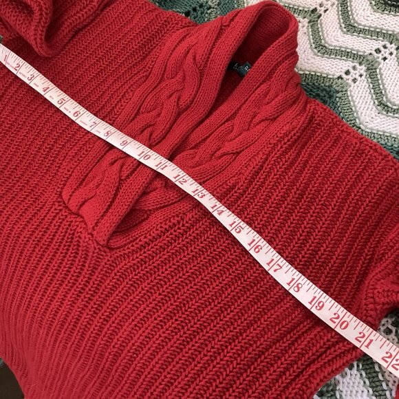 Lauren Ralph Lauren Cable Knit V-neck Sweater Womens XS Red Cotton Academia - Picture 5 of 6